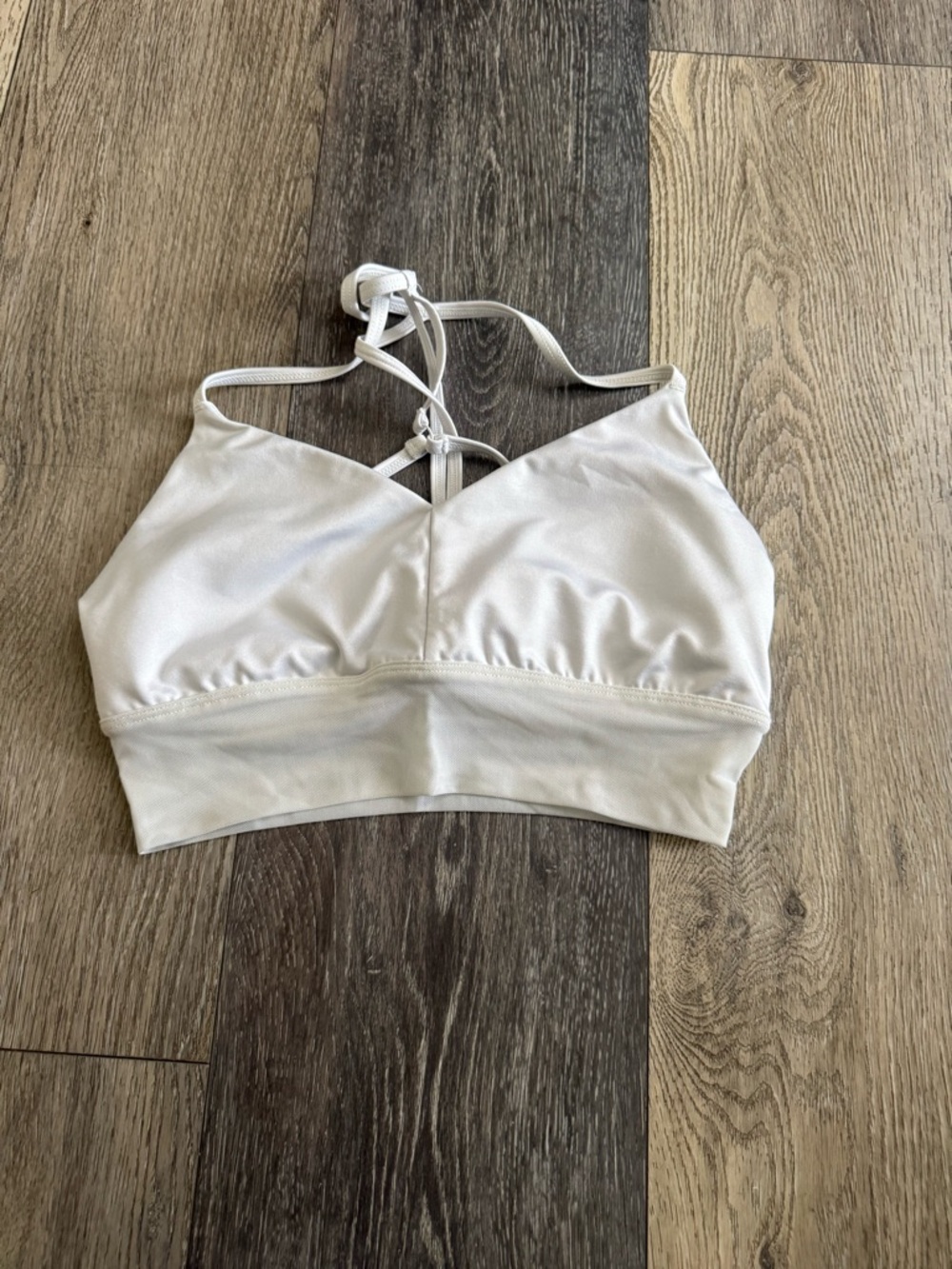 ALO Yoga White Strappy Low-Impact Sports Bralette